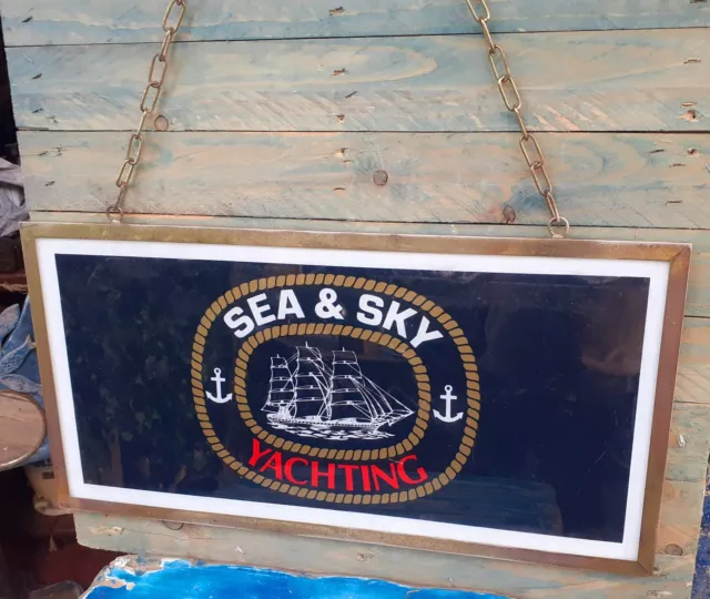 Insegna Targa Bifacciale Pubblicitaria Sea & Sky Yachting Anni 80 Cartello
