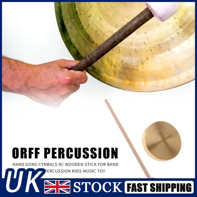 21cm Hand Gong Copper Cymbals with Wooden Stick Chapel Opera Percussion Kids Toy