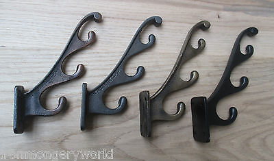 Heavy Triple Hat And & Coat Hook Cast Iron Antler Style Utility Hanger Hanging