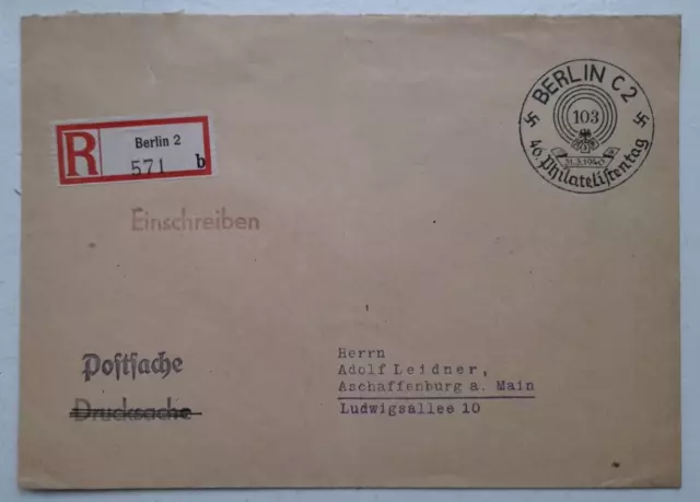 Berlin 1940 German Cover with Party Emblem Postal Cancel