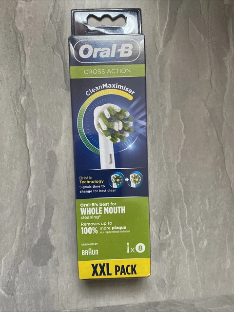 Paquete XXL Braun Oral-B Cross Action Cepillo de Dientes Eléctrico Blanco - Paquete de 8.