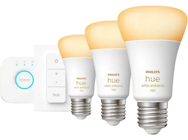 Kit de iluminación - Philips Hue Kit de inicio E27, 8W, Luz Blanca Fría a Cálida