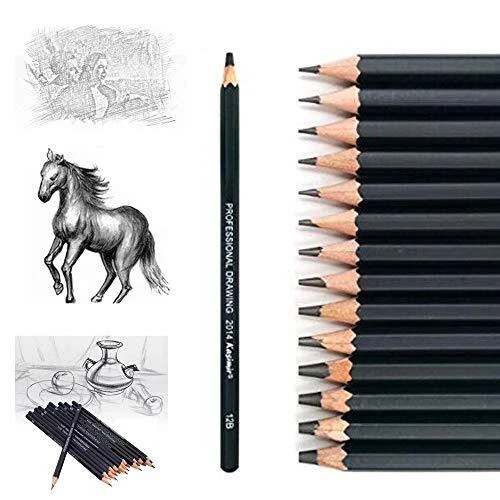 Ensemble de à dessin14 crayons à croquis graphite 12B 10B 8B 7B 6B 5B 4B 3B 2...