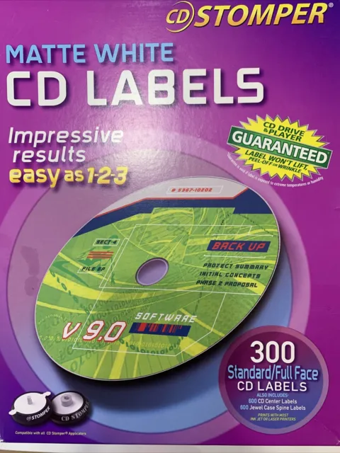 Stomper Matte White CD Labels Ink Jet Laser Open Box Almost Full No Lift