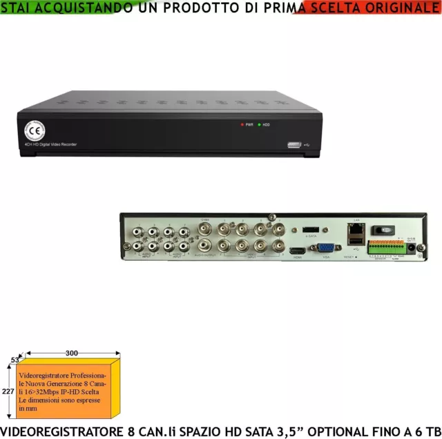 DVR 5MPX 8 Canali Videoregistratore Multiprotocollo 4 IP Stat. e Dinam. 8 Allarm