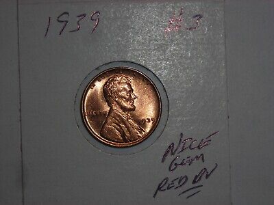 wheat penny 1939 LINCOLN CENT GEM RED BU 1939-P LOT #3 NICE GEM RED UNC LUSTER