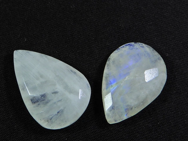 Orecchini A Bottone In Argento 925 Con Pietra Di Luna Arcobaleno – 10 Mm, Cabochon Rotondo, Peso 2,4g Cad. - 2