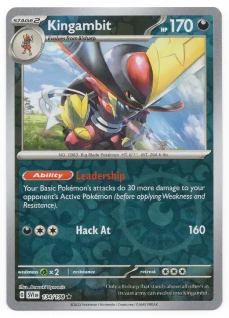 Kingambit - 134/198 Scarlet & Violet Holo Rare Pokemon - NM/MINT