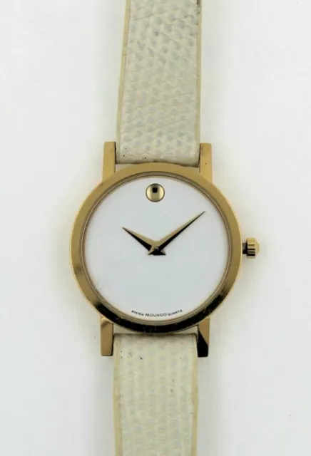 Movado Museum Orologio Donna Raro Bianco Vintage 87-25-832. Lucertola Cinturino