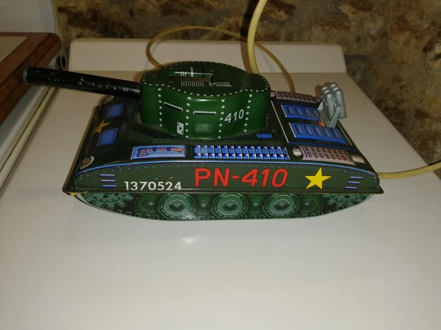 Miniature Tank Patton En Tôle Lithographié – Vintage, Marque GAMA, Fabriqué En Allemagne