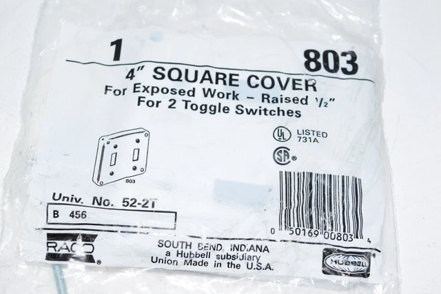 New Hubbell Square Cover Raised 1/2 One Gfci Device  (Missing Screws)