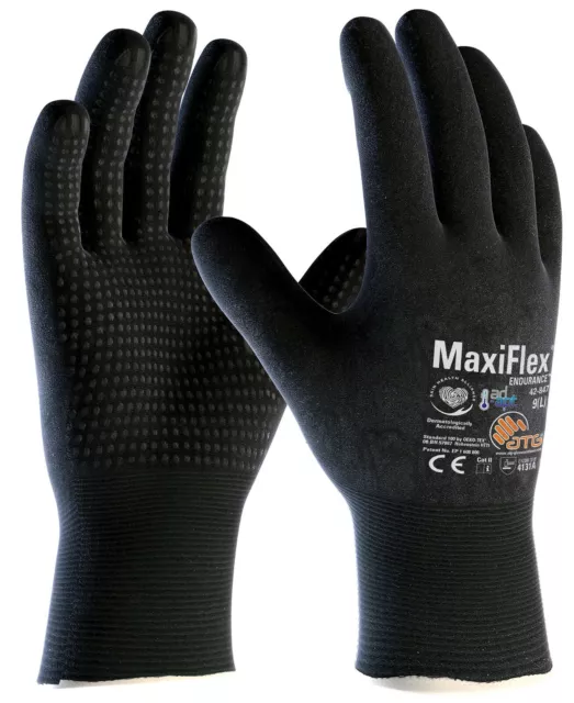 6 x gants de travail revêtus de micro points en mousse nitrile MaxiFlex Endurance 34-847 pilotes 3