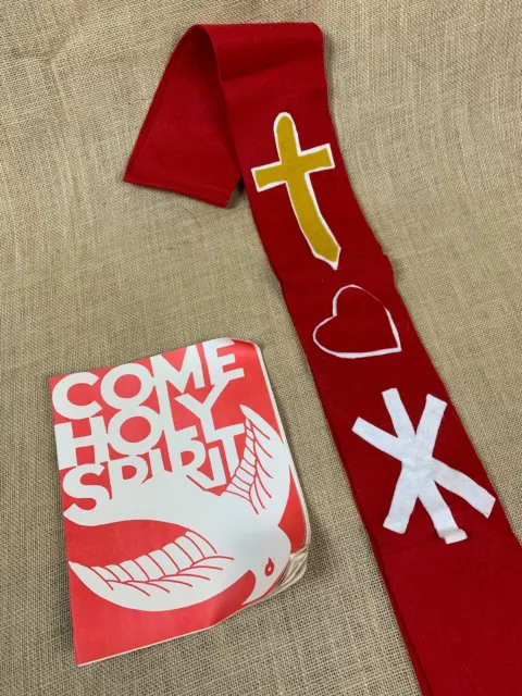 Vintage Church CONFIRMATION Catholic 1st COMMUNION Alter Boy Red Felt Sash