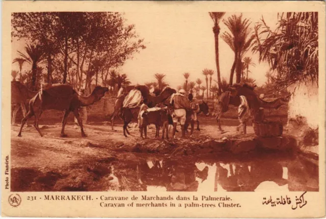 CPA AK MAROC MARRAKECH Caravane de Marchands dans la Palmeraie Flandrin (37875)