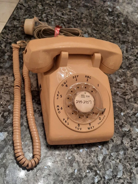 VINTAGE ROTARY TELEPHONE Beige Western Electric Bell System Phone Retro ...