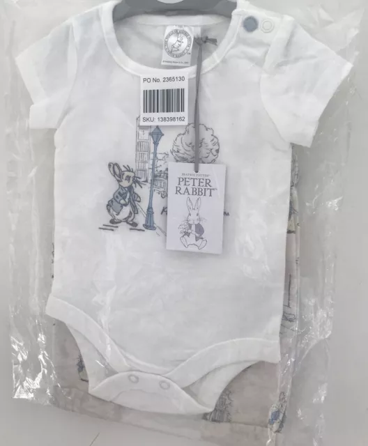 9-12 Months ~ 74-80 Cms~2 Piece Cotton Boys Bodysuit & Trousers~  Peter Rabbit