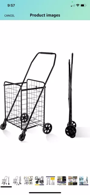 Folding Shopping Cart with wheels Utility Cart Grocery Cart Laundry