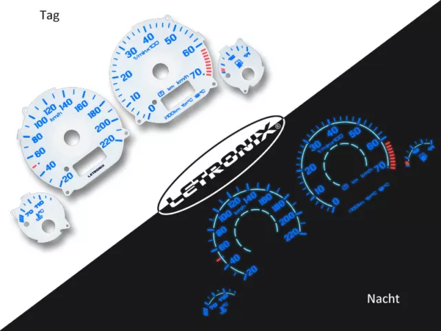 LETRONIX Plasma Tacho Tachoscheiben EL-Dash VW Golf 3 Vento 20-220 km/h