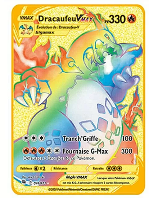 Carte Pokémon DracaufeuVmax arc en ciel comme neuve aucune arnaque ⚠️ 
