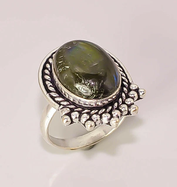 Multi Fire Labradorite Jewelry 925 STERLING SILVER PLATED RING 7
