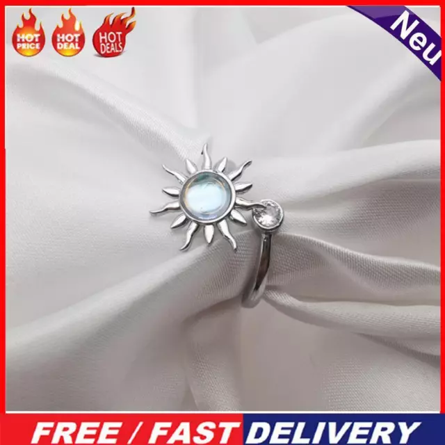 Anti Stress Rings Adjustable Opening Rotatable Jewelry Sun Flower (White)