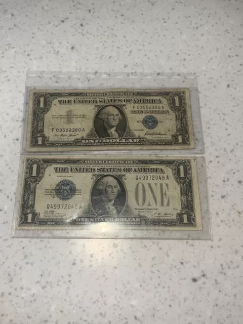 1928-A $1 Blue Seal Funny Back Silver Certificate  And 1957 Silver Cert