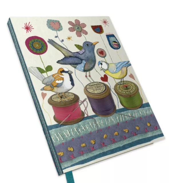 Stitched Birdies Bobbin Reel  Bound Notebook - Knitting crochet - Emma Ball N33