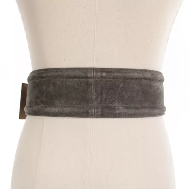 Brunello Cucinelli NWT Wide Belt in Solid Gray Suede Size Small Made in Italy 3