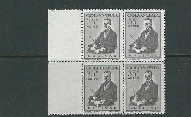 COLOMBIA 1960 BOLIVAR (SCott C389) VF MNH margin block of 4