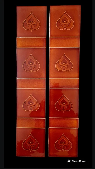Antique Art Nouveau Floral Design Set Of  Tiles C1902