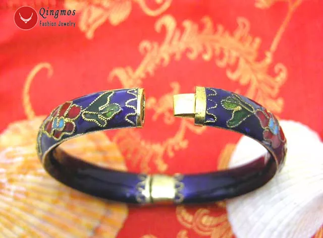 70mm Blue Cloisonne Enamel Bangle Cuff Handwork Bracelet for Women Jewelry B122 3
