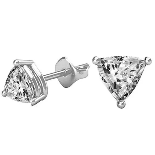 2Ct Trillion Cut Lab Created Solitaire Women's Stud Earing 14K White Gold Finish