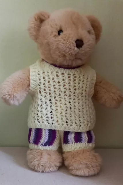 Hand Knitted Teddy Bear Clothes - Top with Trousers Fits 14"-15" Bear