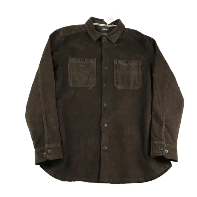 Buffalo David Bitton Shirt Mens Small Brown Corduroy Snap Button Long Sleeve NWT