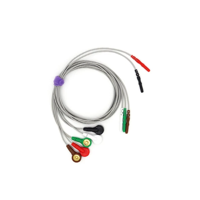 5Pcs/Bag Snap Type ECG EKG Machine Cable 5lead wire Electrocardiograph Leadwires