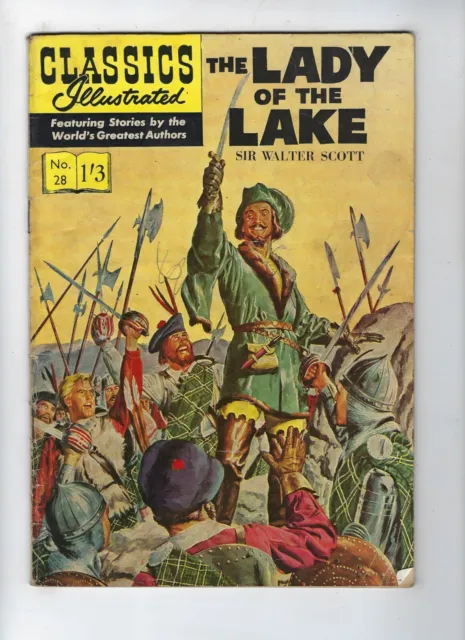 CLASSICS ILLUSTRATED # 28 (LADY OF THE LAKE- HRN 126/28 (1c) - UK Edition) VG