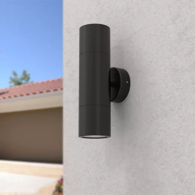 Fixed Wall Light Up & Down Exterior Light Outdoor Garden Pillar 2XU10 Black IP65