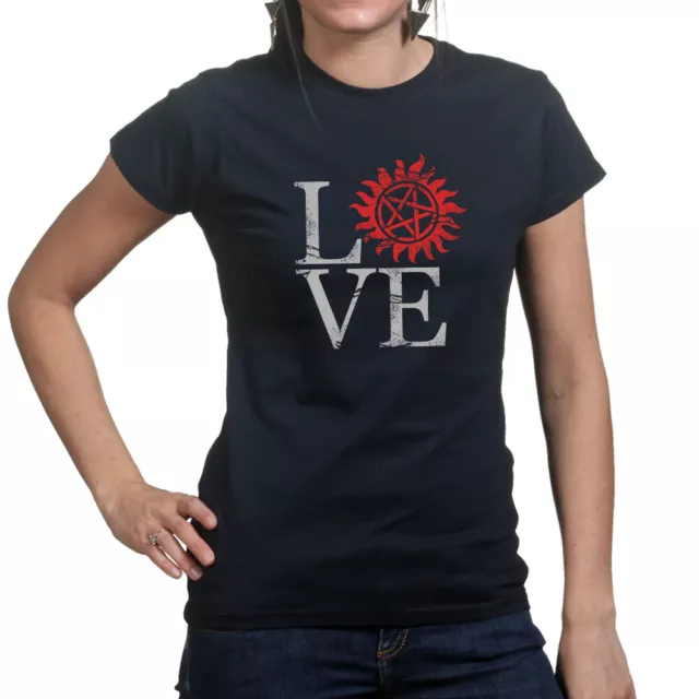 T-shirt femme Love Super Natural Winchester Sam Dean Demon série d'émissions de télévision