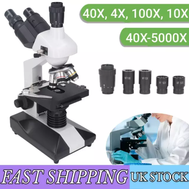 40X-5000X Trinocular Compound Microscope Professional Lab Biological Microscope