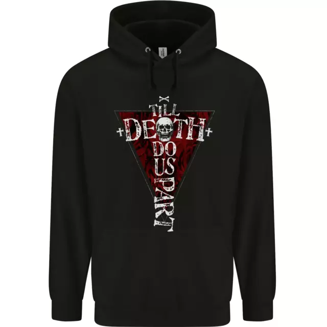 Death Do Us Part Gothic Skull Biker Cross Childrens Kids Hoodie