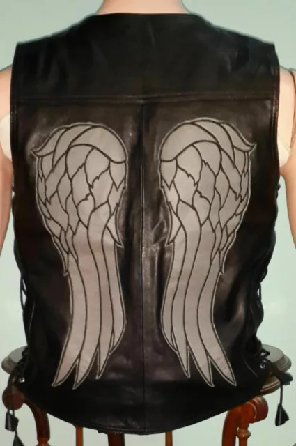 The Walking Dead Governor - Daryl Dixon Angel Wings Leather Vest Jacket For Mens