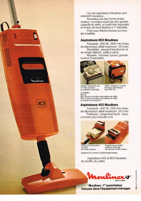 PUBLICITE ADVERTISING  1977   MOULINEX  aspirateur