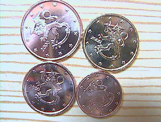 1+2+5+10 Euro cent Münzen aus Finnland 1999 / 2002 / 2004