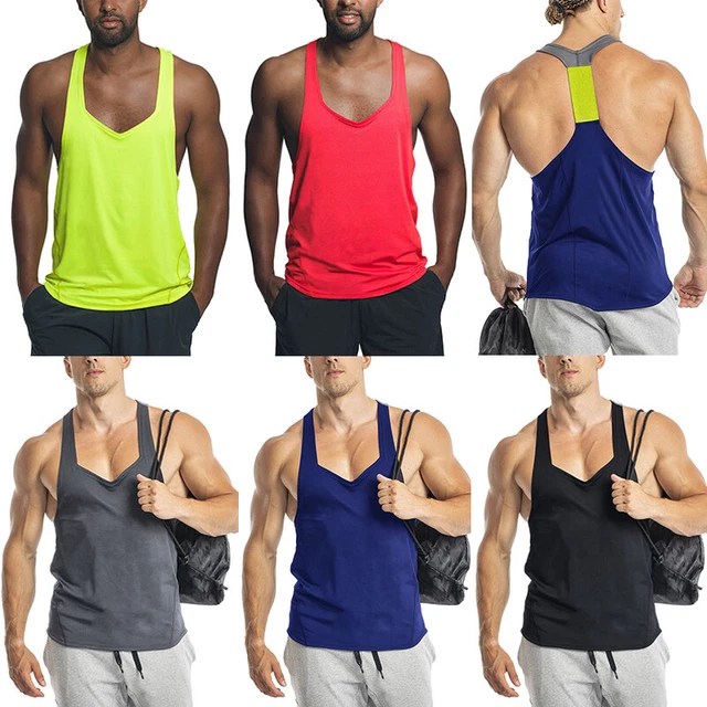 Uomo Palestra Tuta Allenamento Fitness Canottiera Muscolo Bodybuilding Canotta A