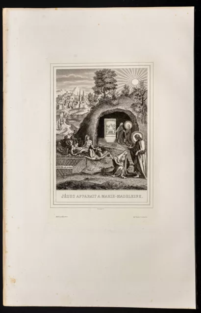 1853 - Jésus apparaît à Marie-Madeleine - Vie de Jésus Christ - Gravure