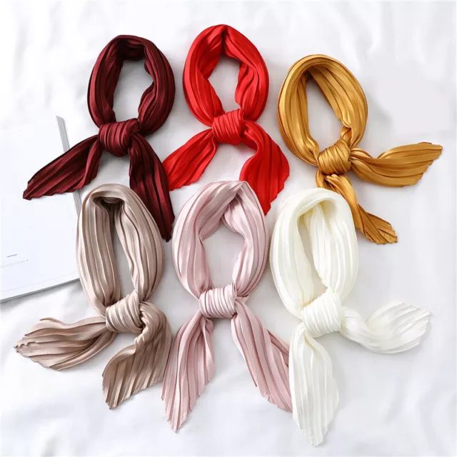 Women Elegant Square Silk Feel Satin Scarf Small Vintage Head Neck Hair Tie Band