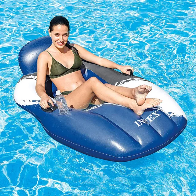 INTEX Floating Mesh Lounge Schwimmliege Luftmatratze Badeinsel + Getränkehalter