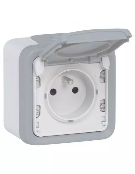 Prise étanche 2P+T avec éclips 16A Plexo complet IP55 saillie gris LEGRAND 06973