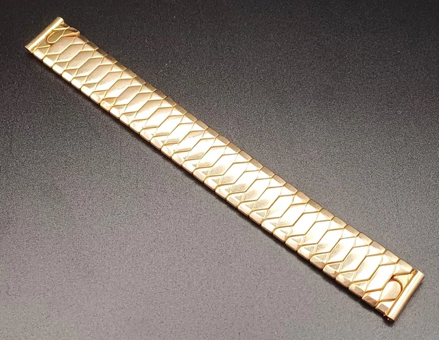 EXCALIBUR 9CT GOLD Back and Front on Metal Core Expanding Watch Bracelet Strap 399.99 PicClick UK