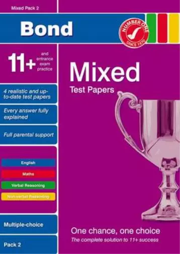 Bond 11+ Test Papers Mixed Pack 2 Multiple Choice, Down, Frances & Lindsay, Sara